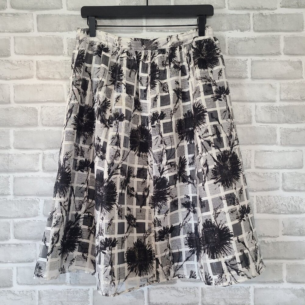 Halogen Black White Abstract Skirt Womens 6 Night Out Whimseygoth Casual